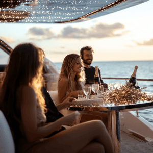 toast to Christmas on a yacht